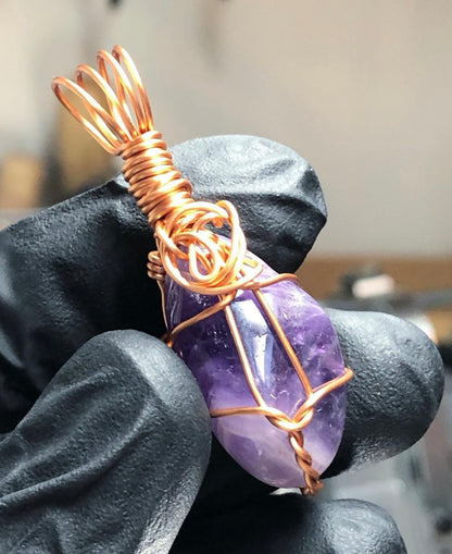 Amethyst Tumble Copper Pendant - Mini Range