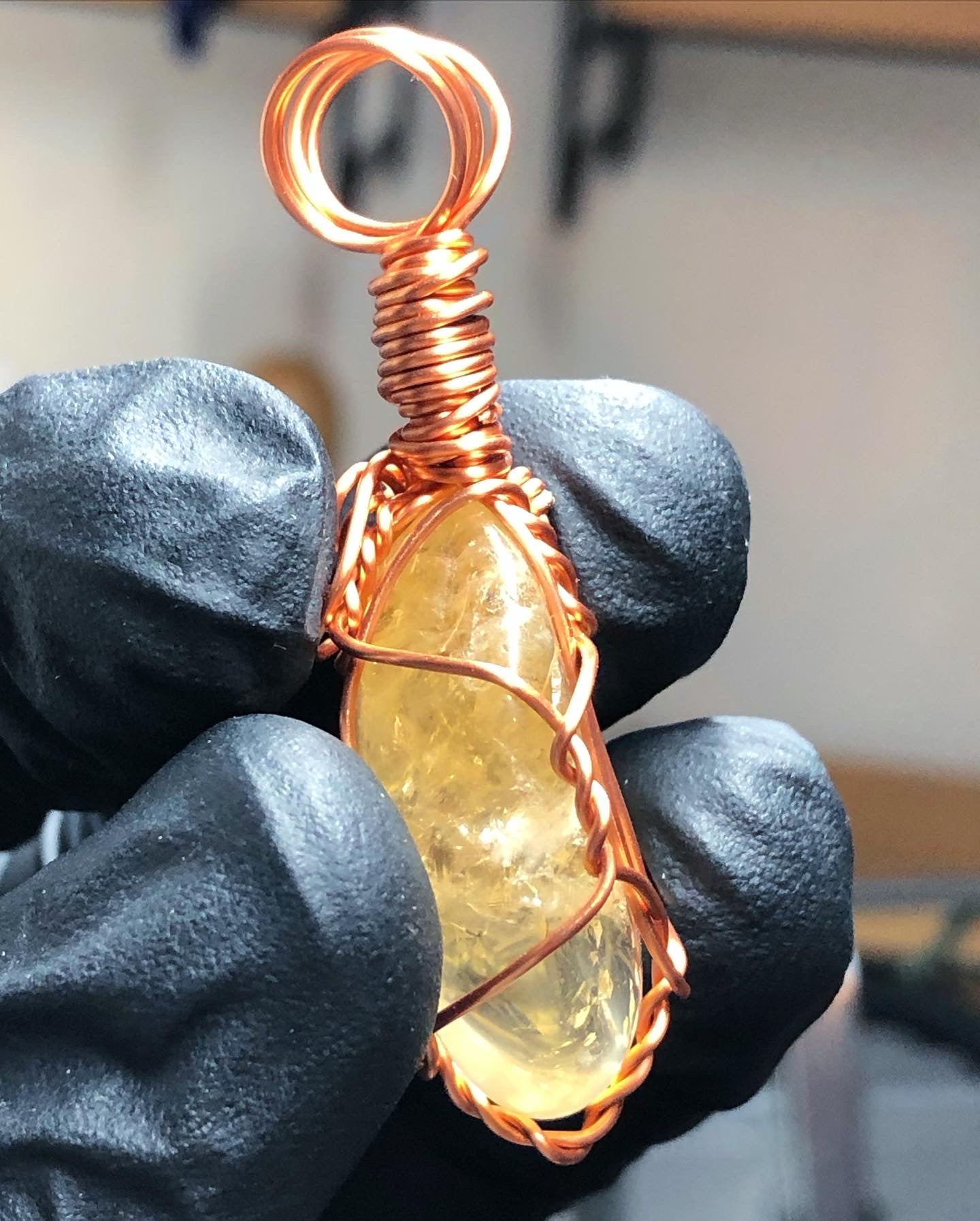 Citrine Tumble Copper Pendant - Mini Range