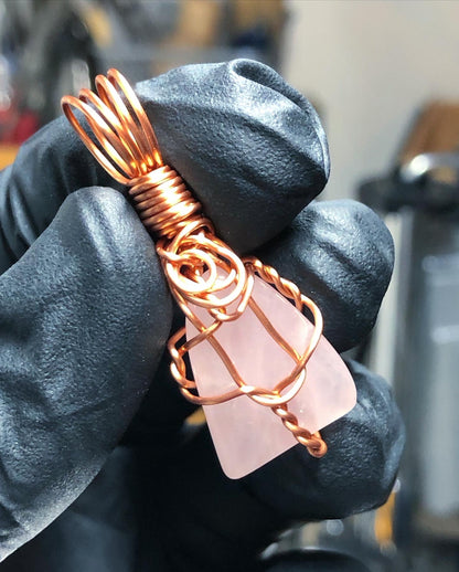 Rose Quartz Tumble Sterling Silver Pendant - Mini Range