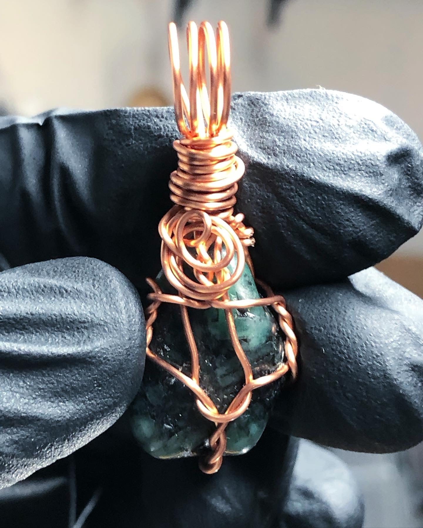 Emerald Tumble Copper Pendant - Mini Range