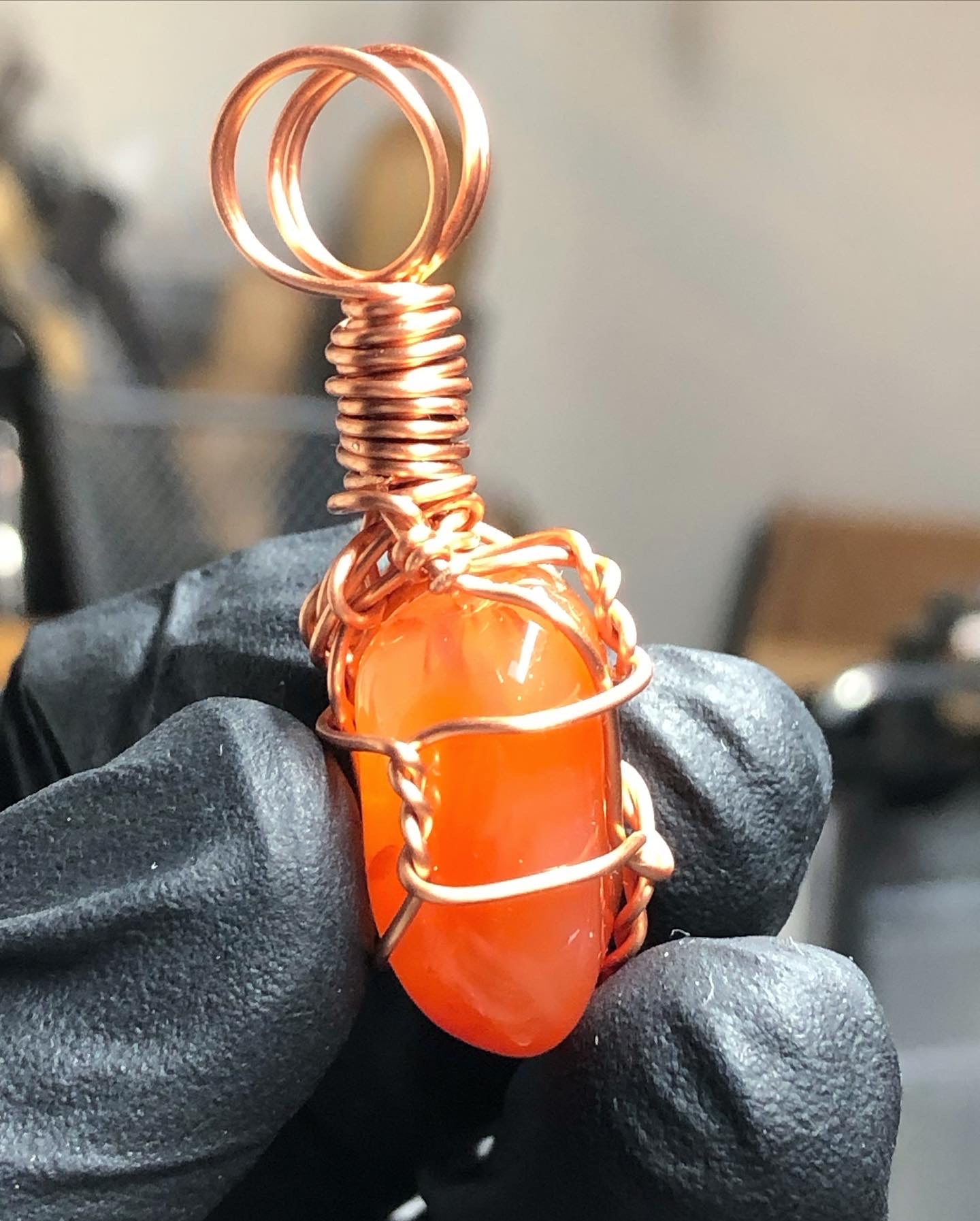 Carnelian Tumble Copper Pendant - Mini Range