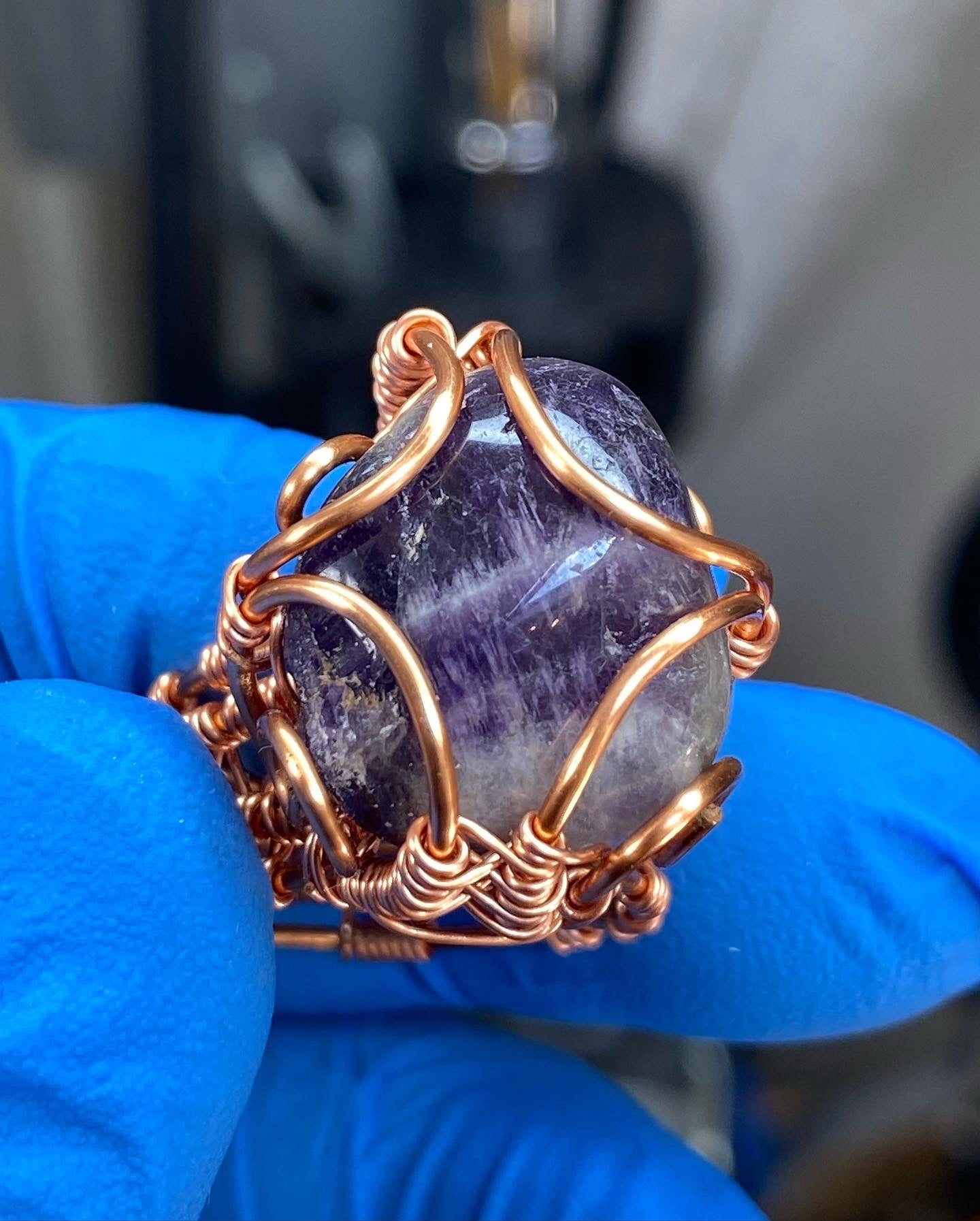 Amethyst Copper Ring - Bohemian Style