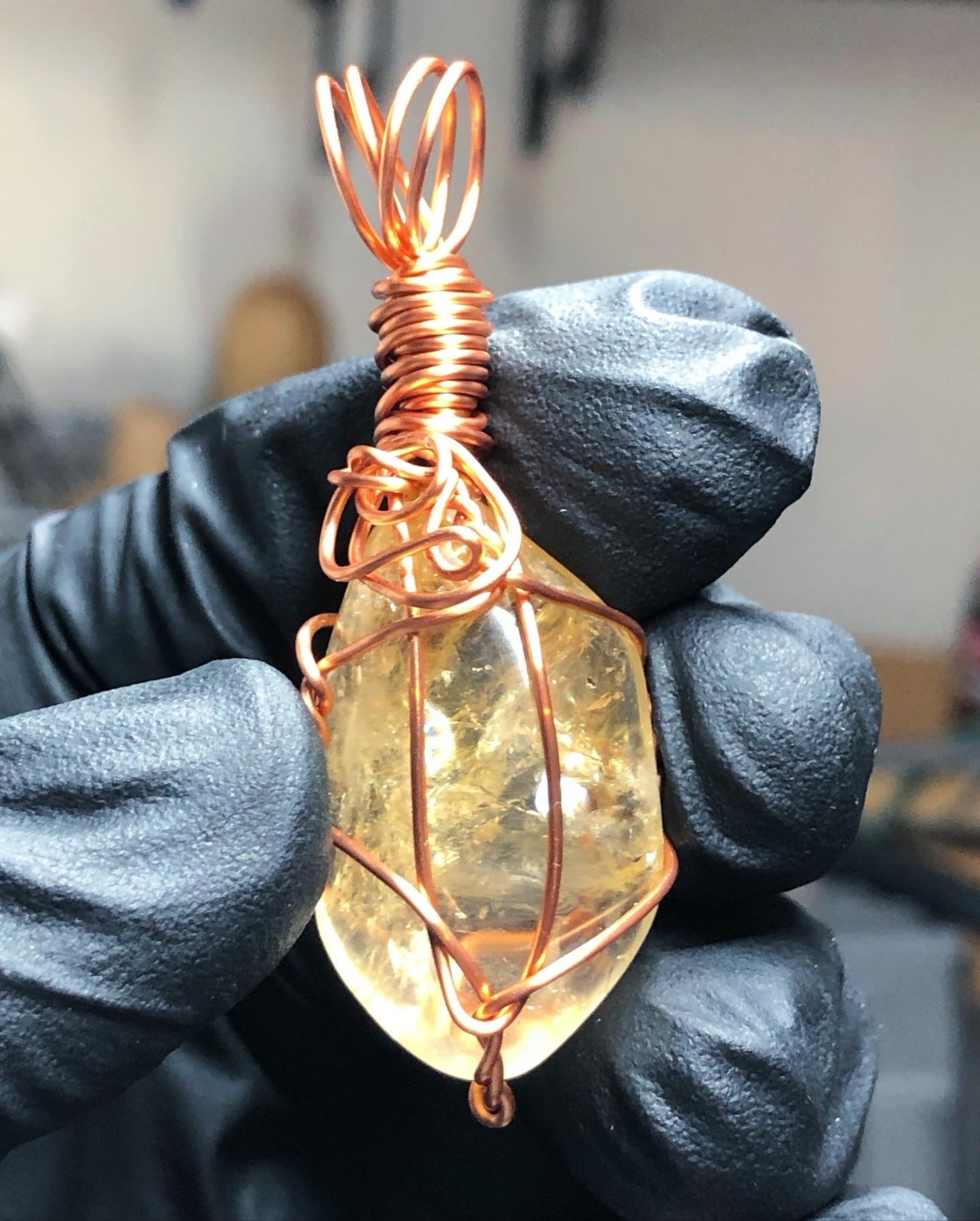 Citrine Tumble Copper Pendant - Mini Range