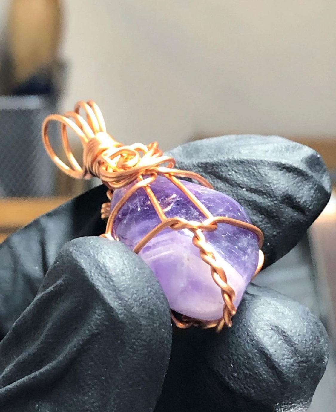 Amethyst Tumble Copper Pendant - Mini Range