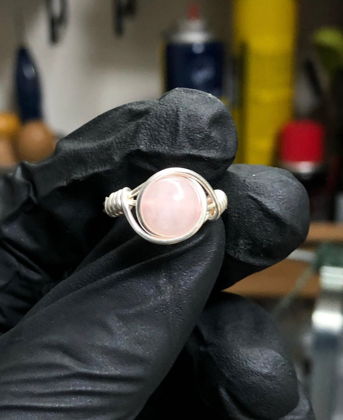 Solid rose quartz 2025 band ring