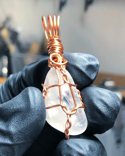 Clear Quartz Tumble Copper Pendant - Mini Range