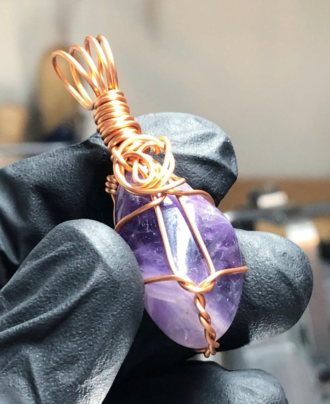 Amethyst Tumble Copper Pendant - Mini Range