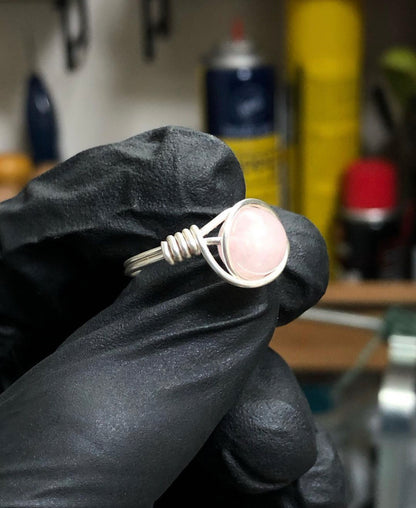 Rose Quartz 8mm Ring - Sterling Silver Petite Band - Buy One Get One Half Price