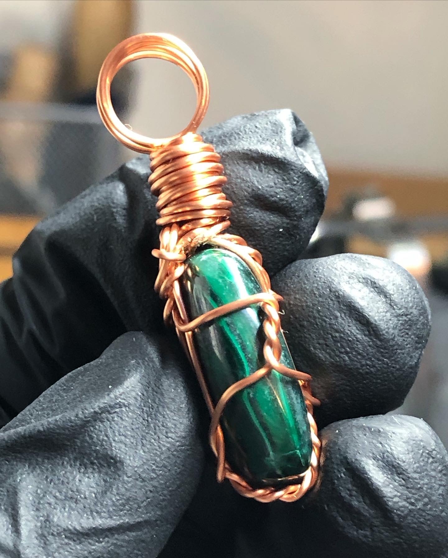 Malachite Tumble Copper Pendant - Mini Range - Premium