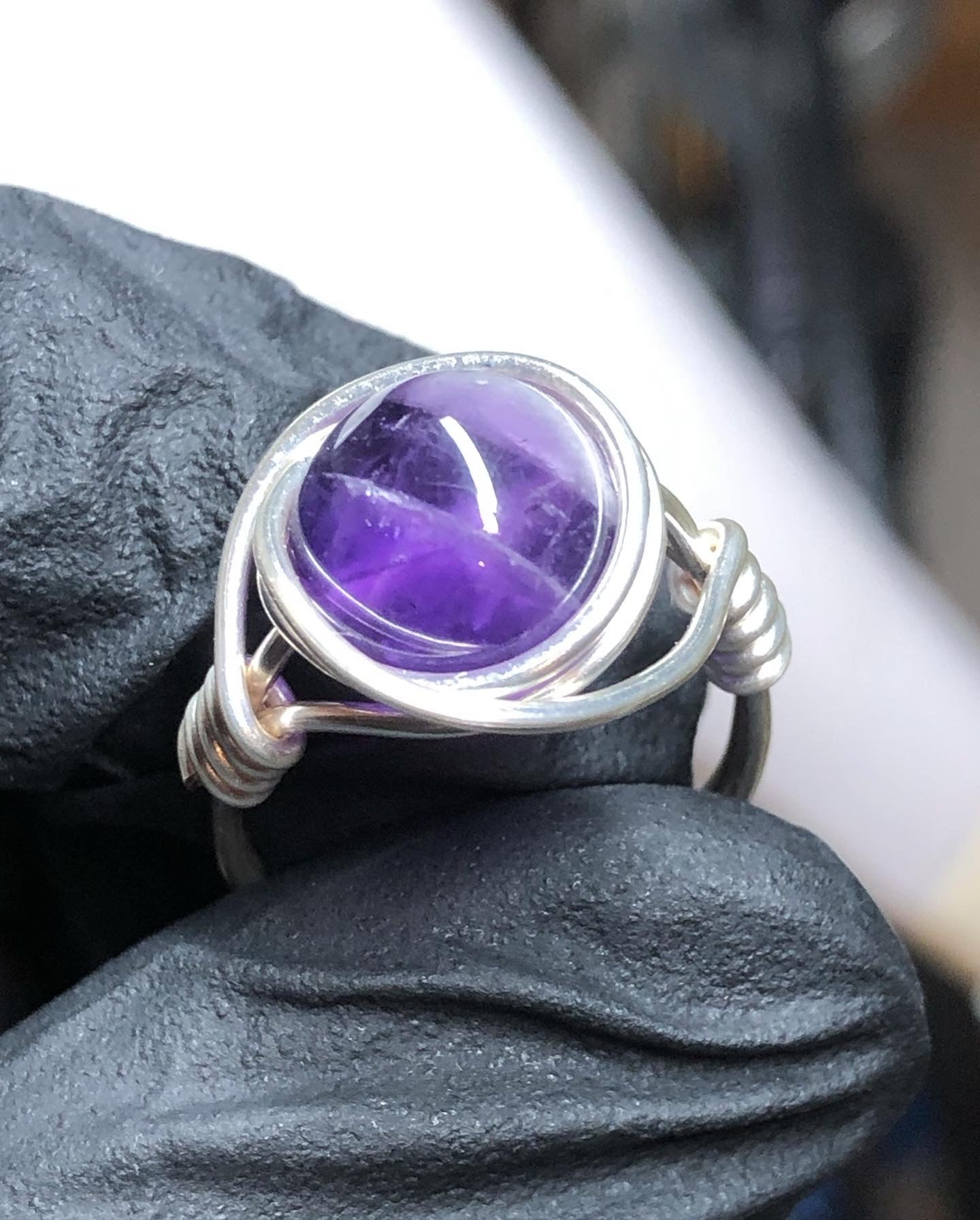 Amethyst 10mm Ring - Sterling Silver Basic Band - Buy 1 Get 1 Half Price