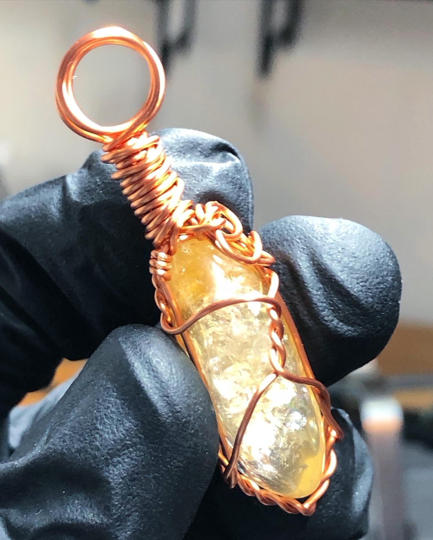 Citrine Tumble Copper Pendant - Mini Range