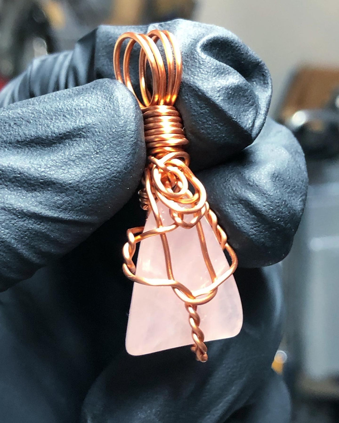 Rose Quartz Tumble Copper Pendant - Mini Range