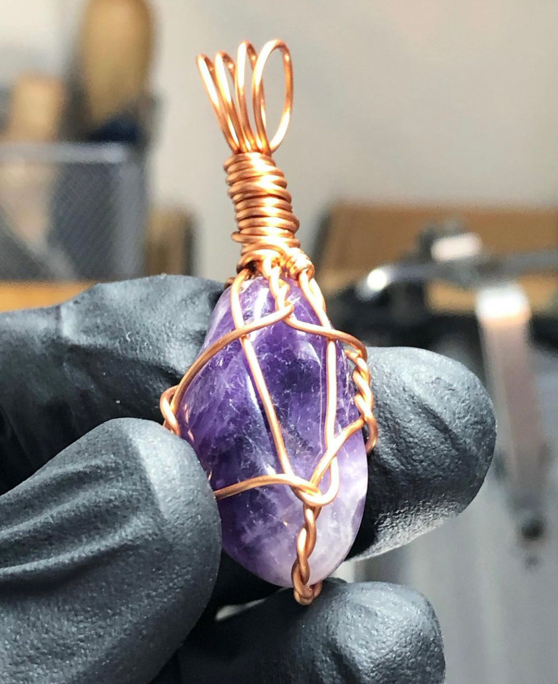 Amethyst Tumble Copper Pendant - Mini Range