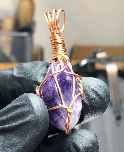 Amethyst Tumble Copper Pendant - Mini Range