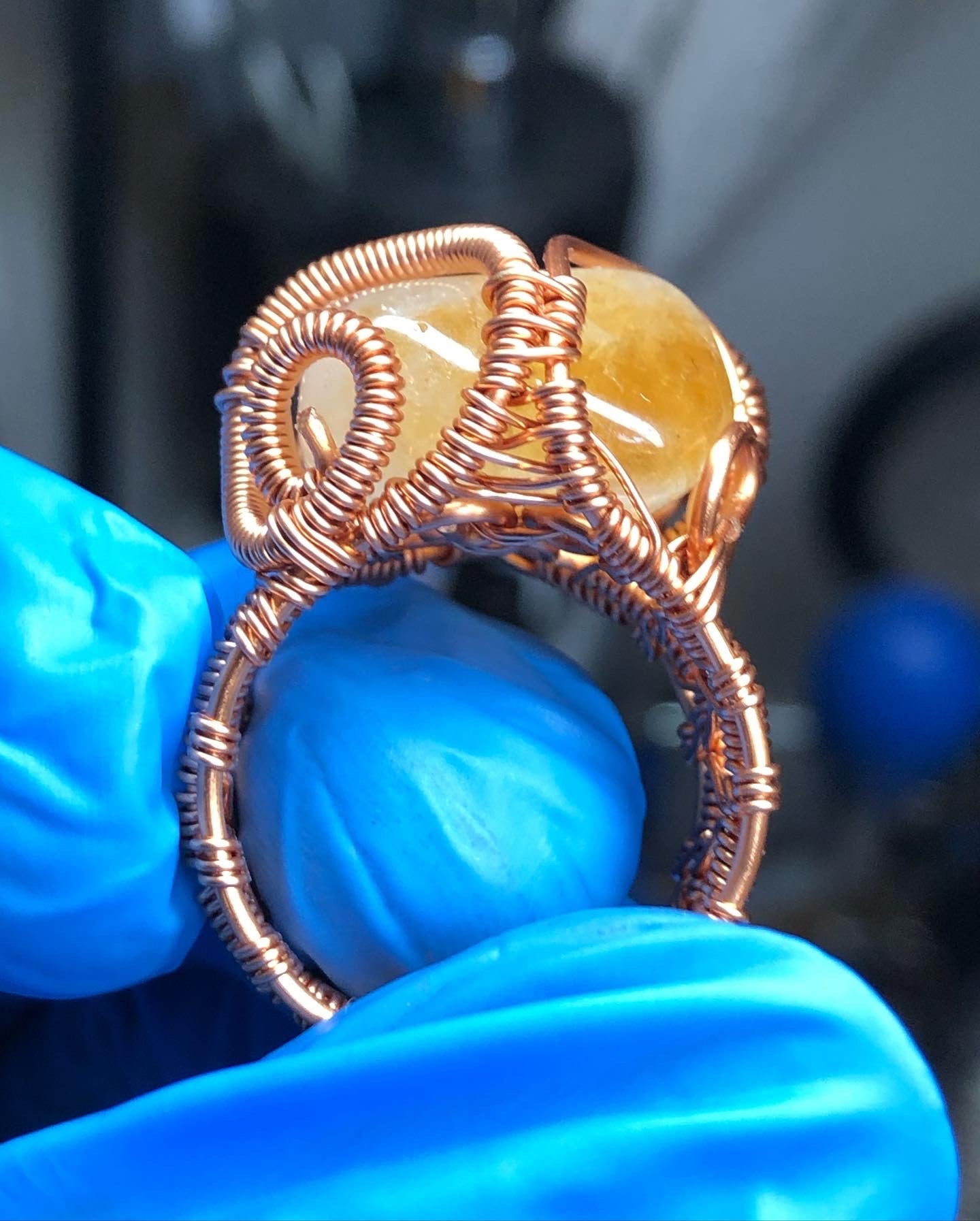 Citrine Copper Ring - Dragon Style