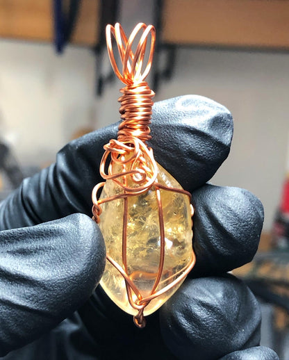 Citrine Tumble Copper Pendant - Mini Range