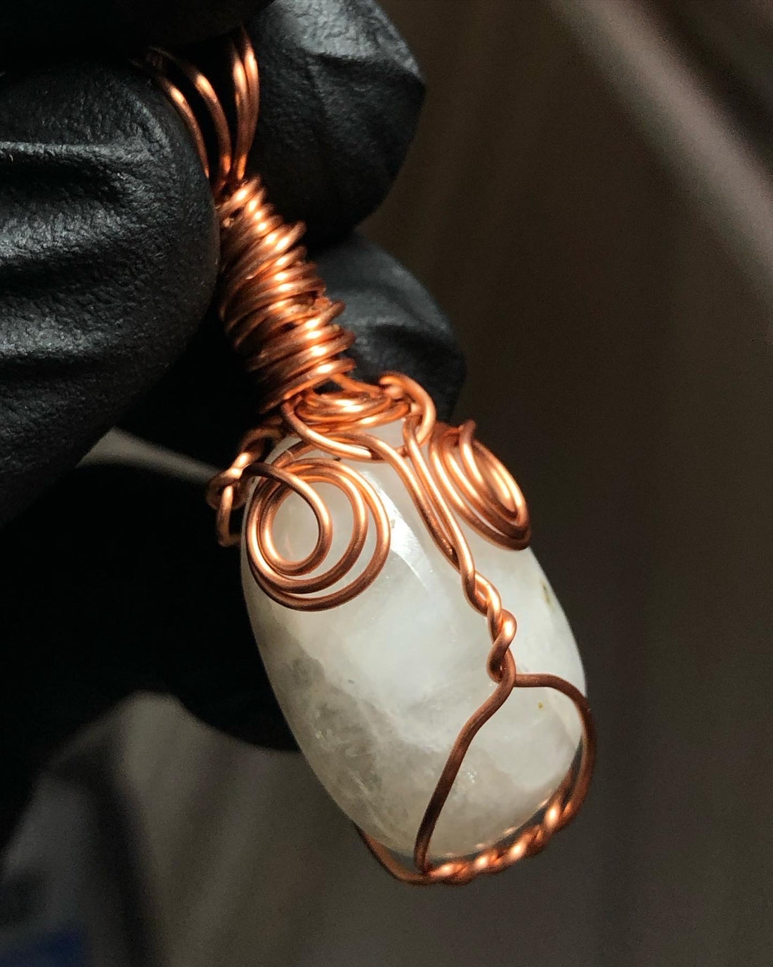 Rainbow Moonstone Tumble Copper Pendant - Mini Range - Premium