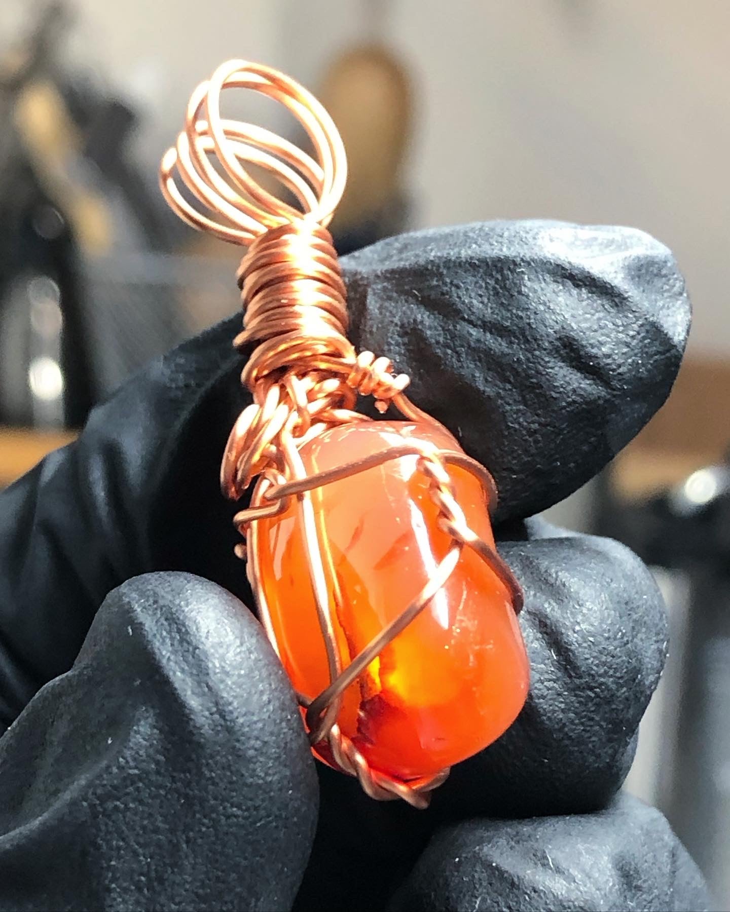 Carnelian Tumble Copper Pendant - Mini Range