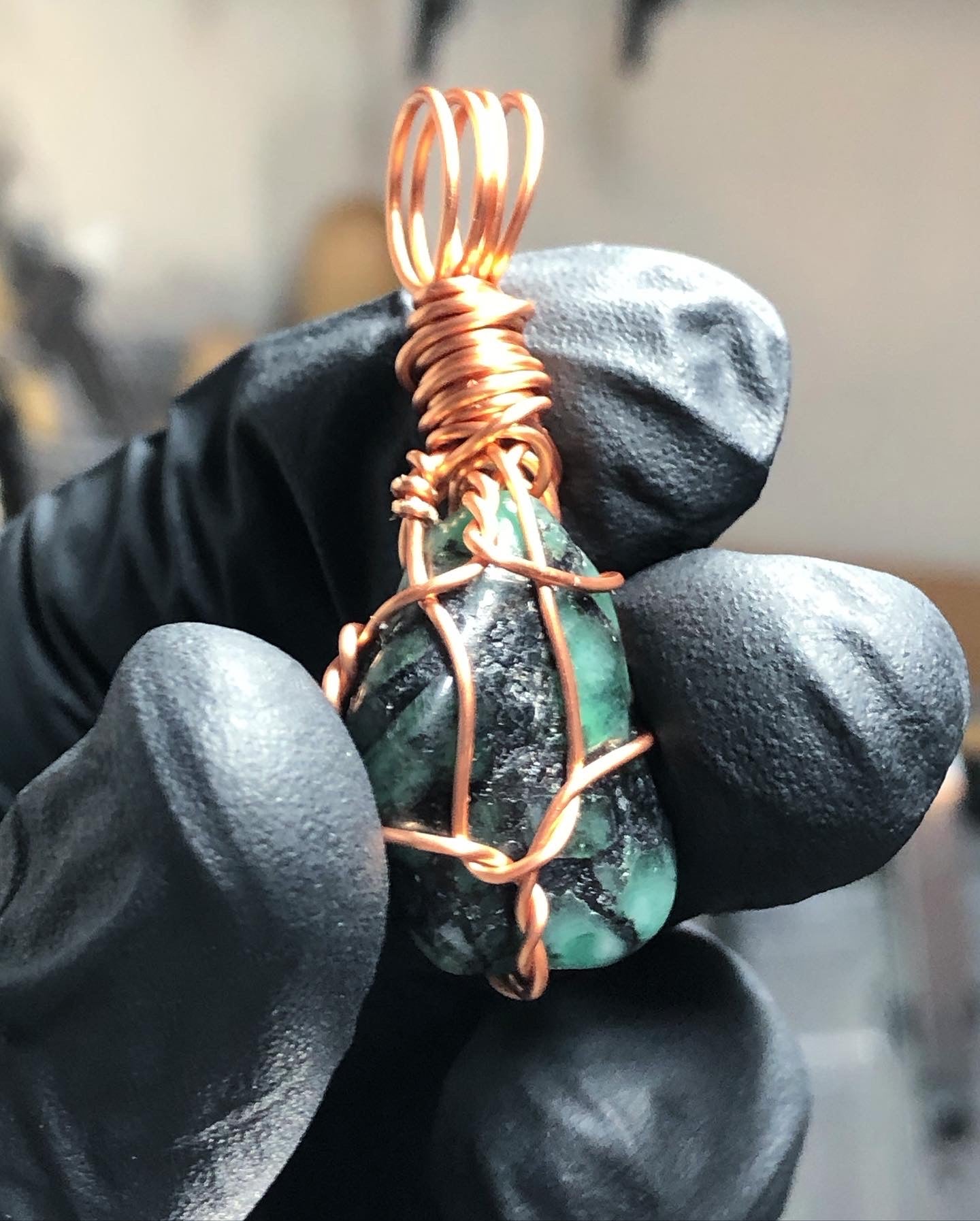 Emerald Tumble Copper Pendant - Mini Range