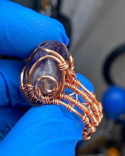 Amethyst Copper Ring - Bohemian Style