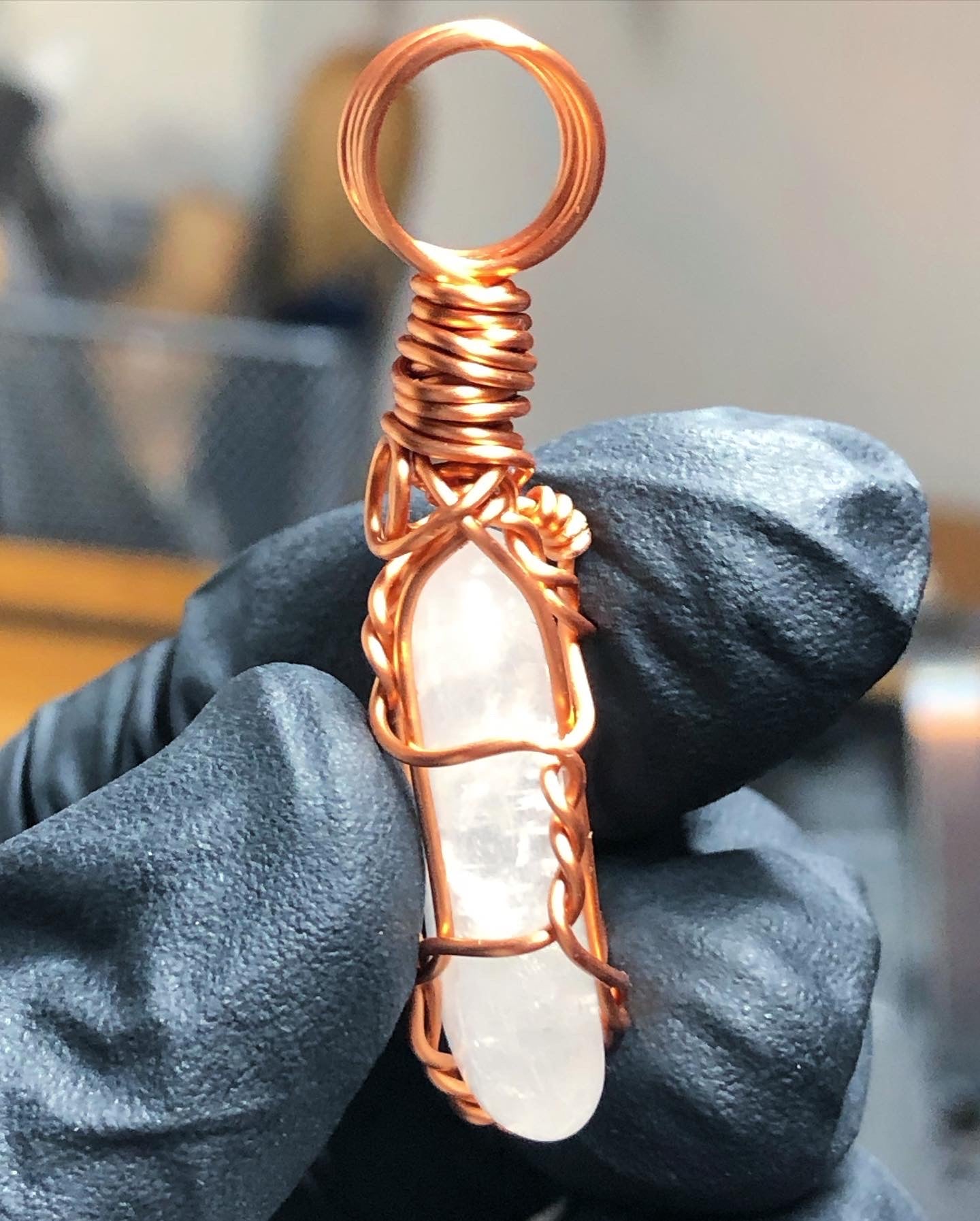 Clear Quartz Tumble Copper Pendant - Mini Range