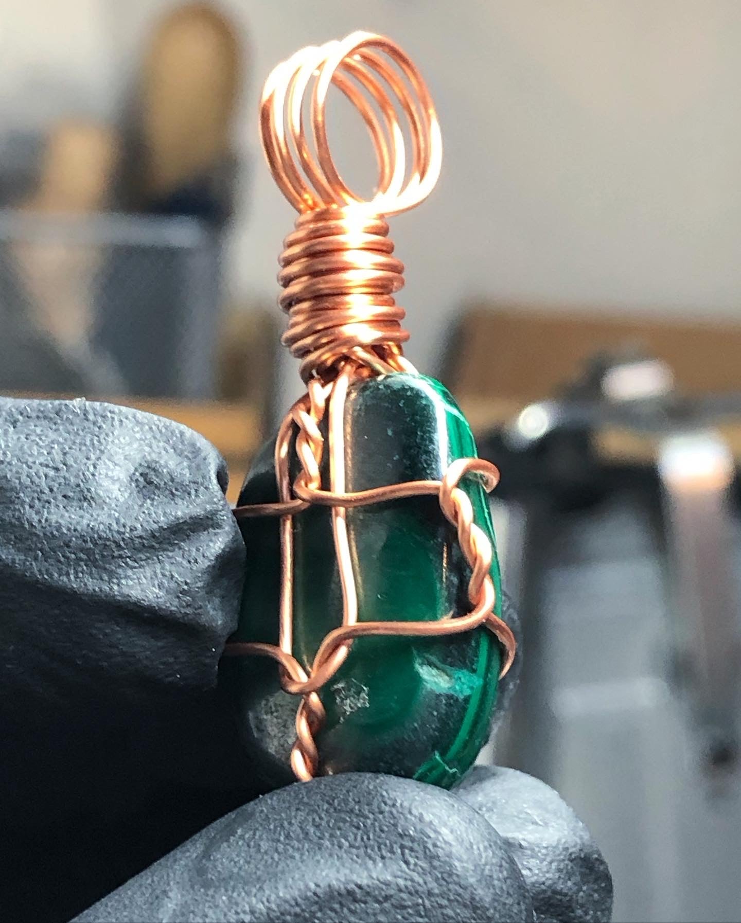 Malachite Tumble Copper Pendant - Mini Range - Premium