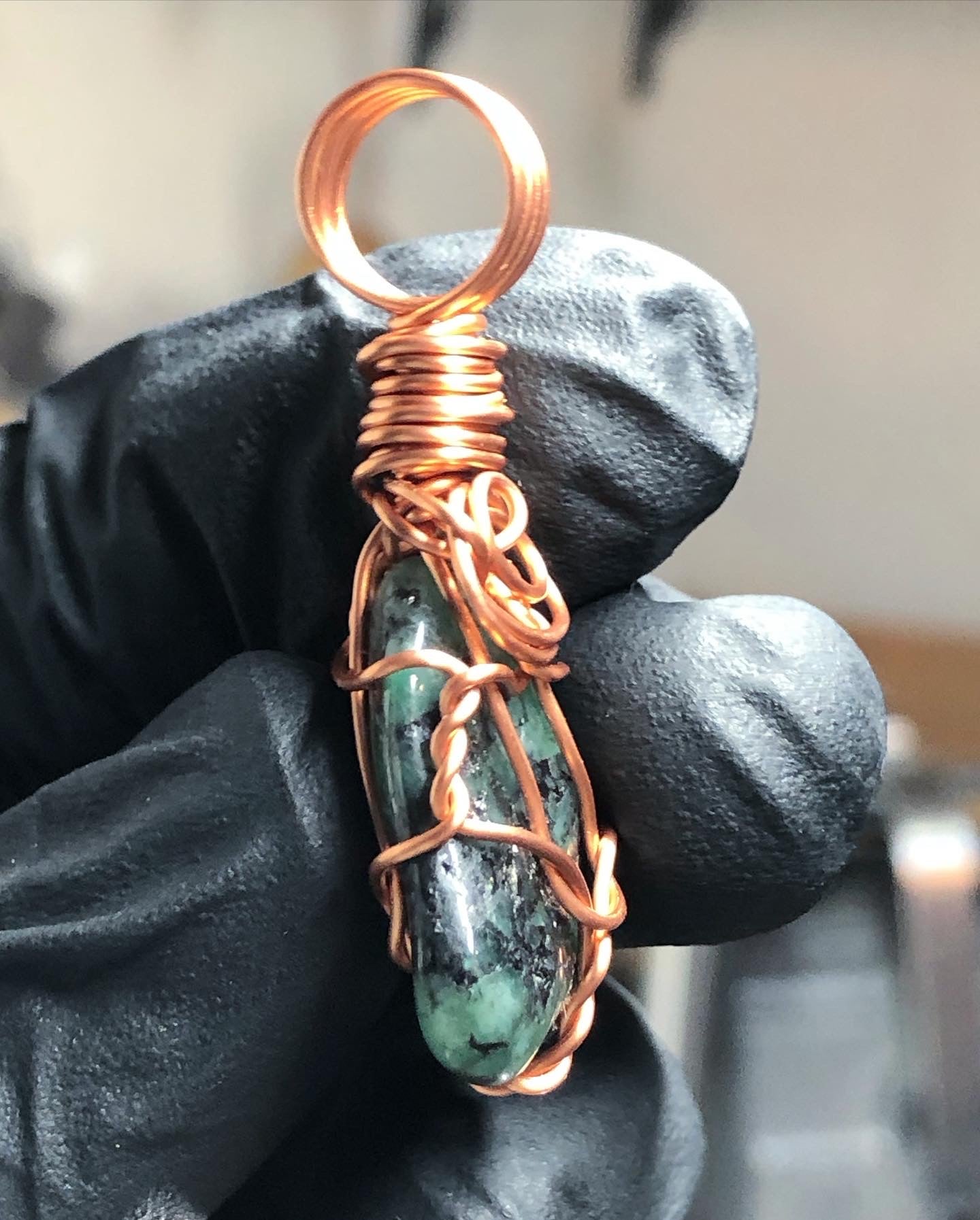 Emerald Tumble Copper Pendant - Mini Range