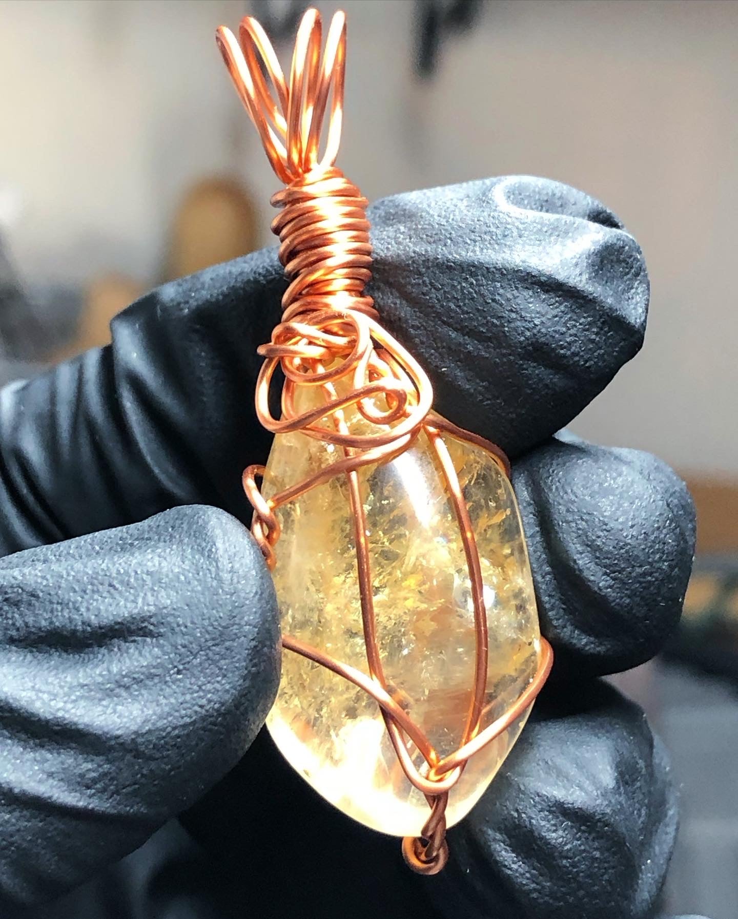 Citrine Tumble Copper Pendant - Mini Range