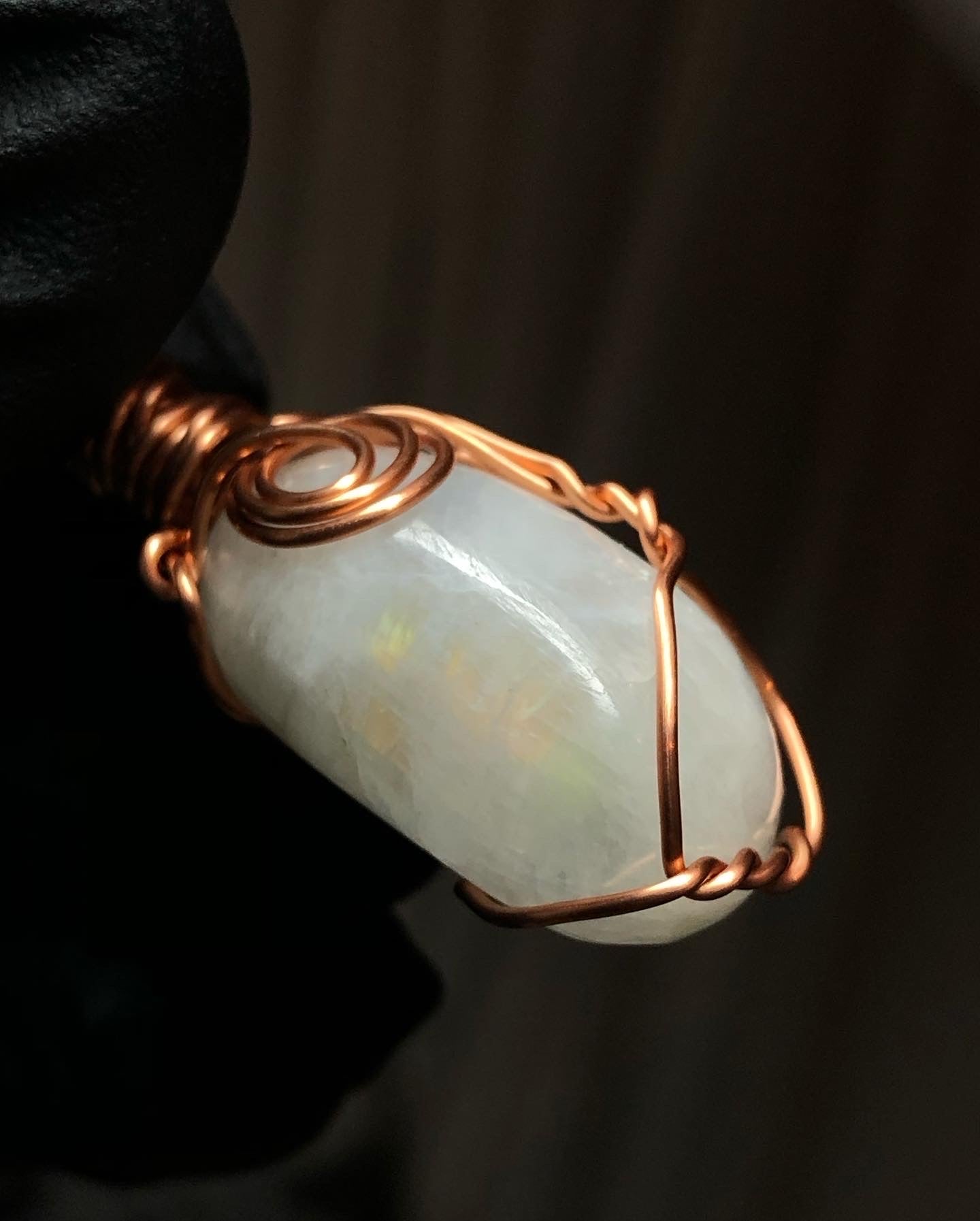 Rainbow Moonstone Tumble Copper Pendant - Mini Range - Premium