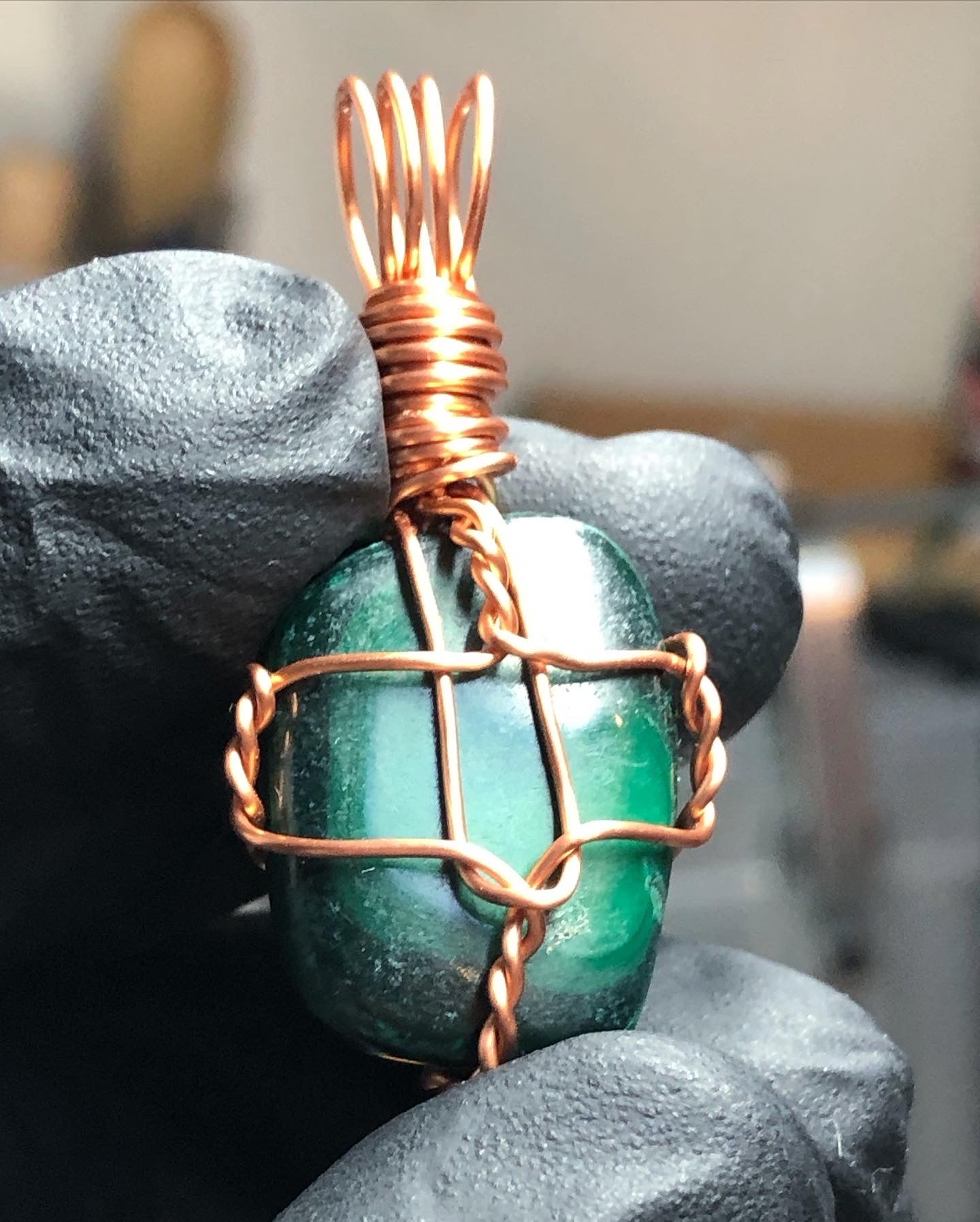 Malachite Tumble Copper Pendant - Mini Range - Premium