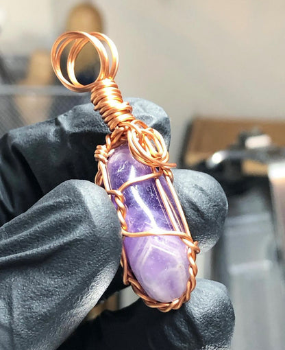 Amethyst Tumble Copper Pendant - Mini Range