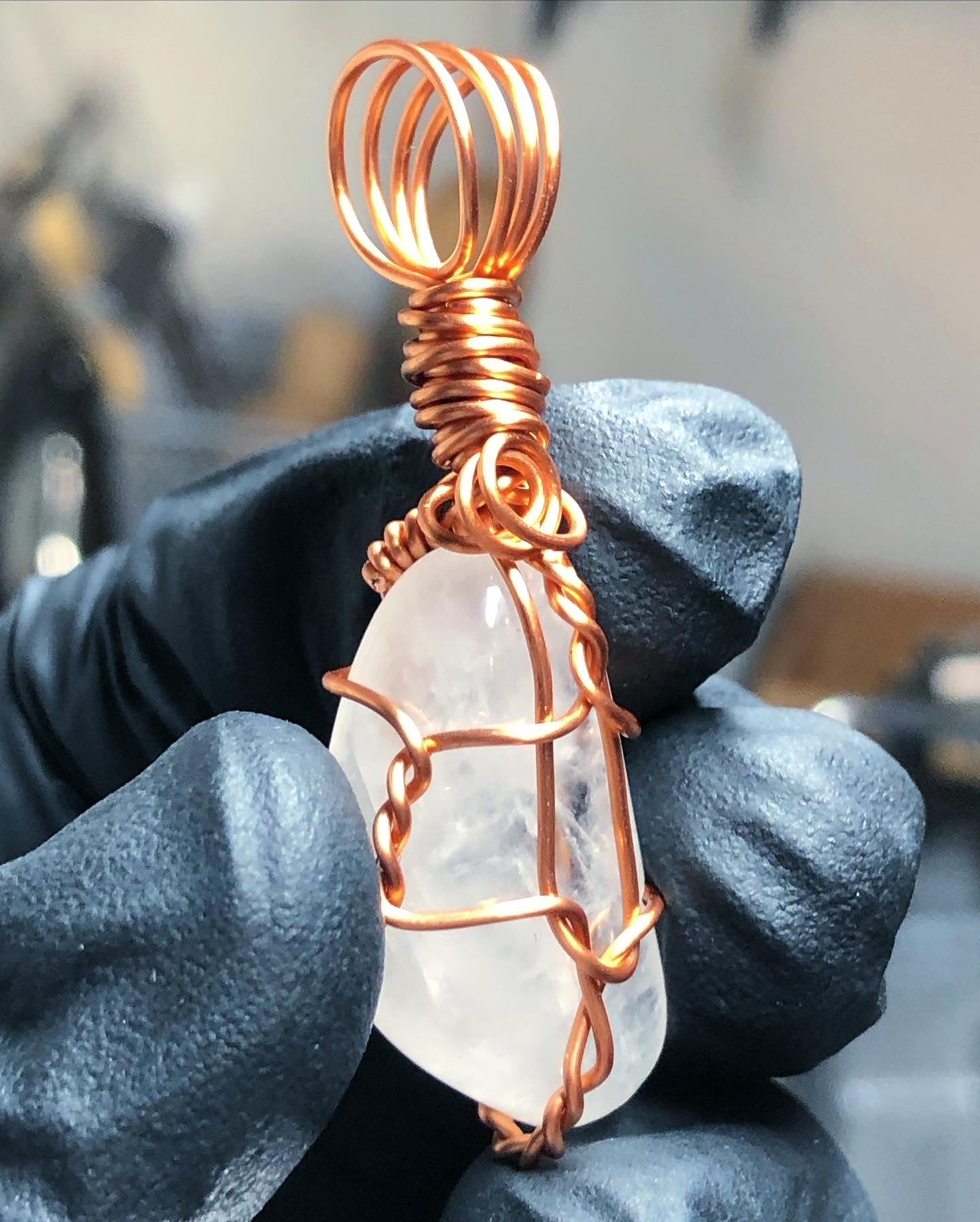 Clear Quartz Tumble Copper Pendant - Mini Range