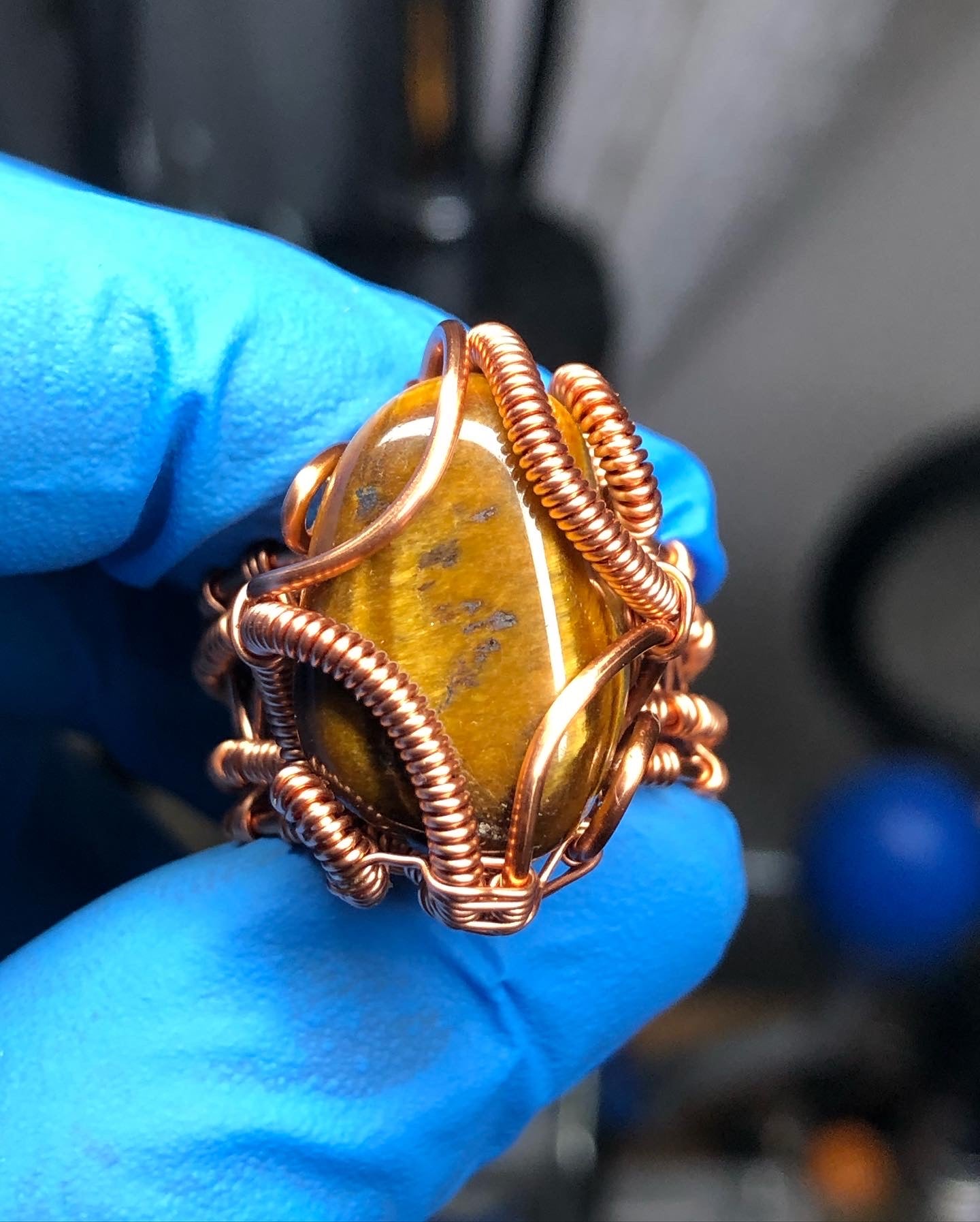 Tiger’s Eye Copper Ring - Dragon Style