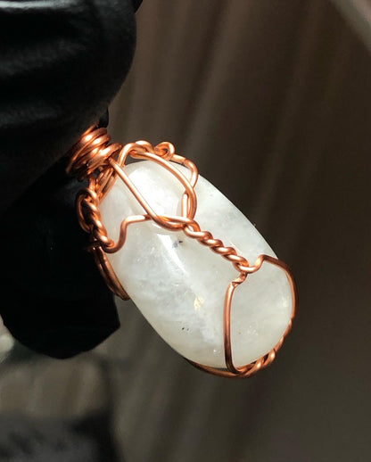 Rainbow Moonstone Tumble Copper Pendant - Mini Range - Premium