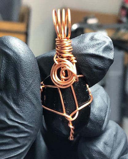 Black Tourmaline Tumble Copper Pendant - Mini Range