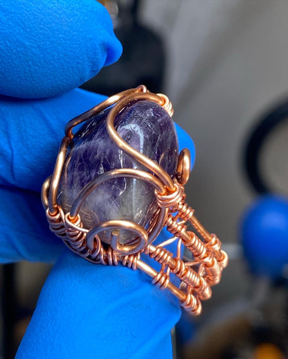 Amethyst Copper Ring - Bohemian Style