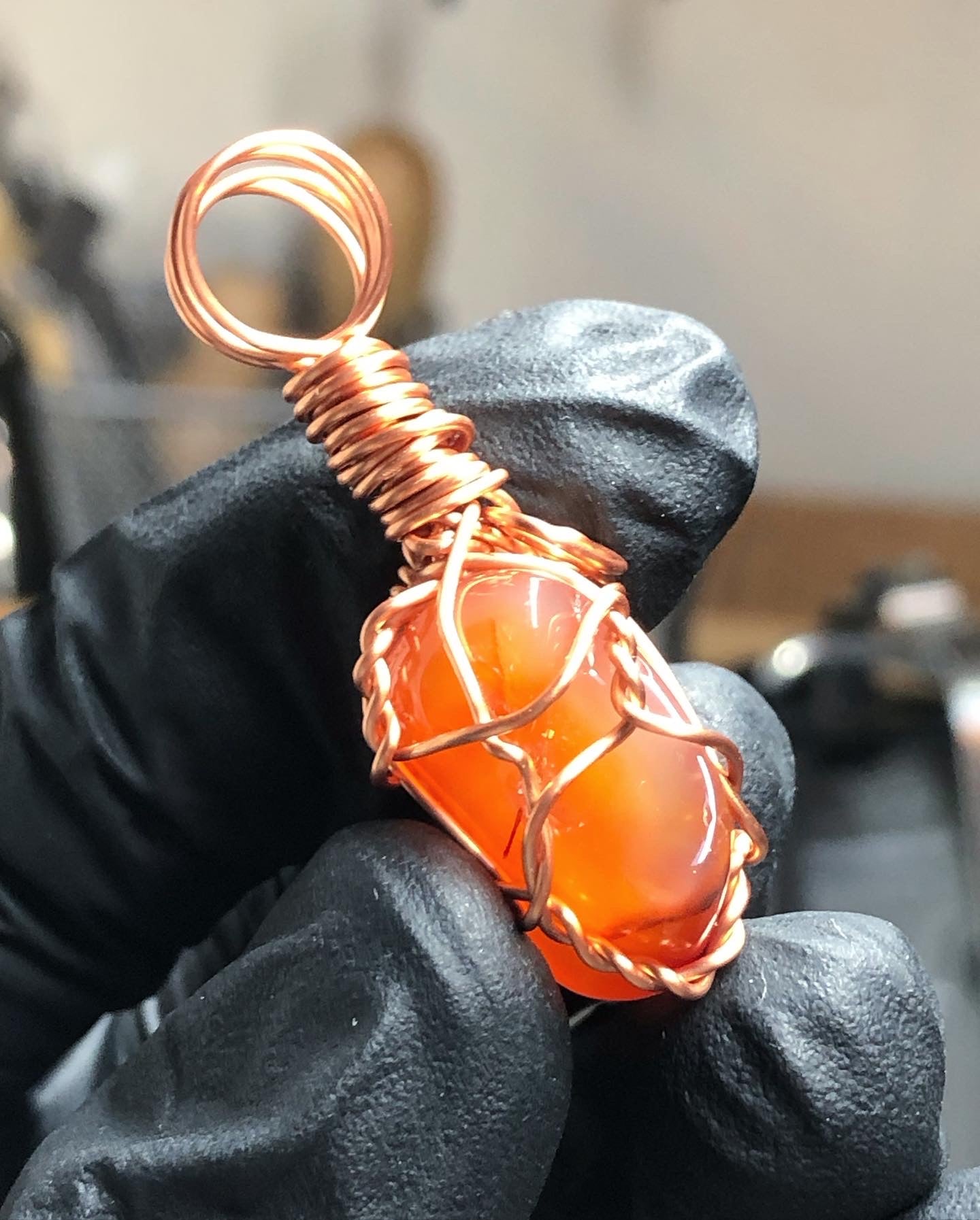 Carnelian Tumble Copper Pendant - Mini Range