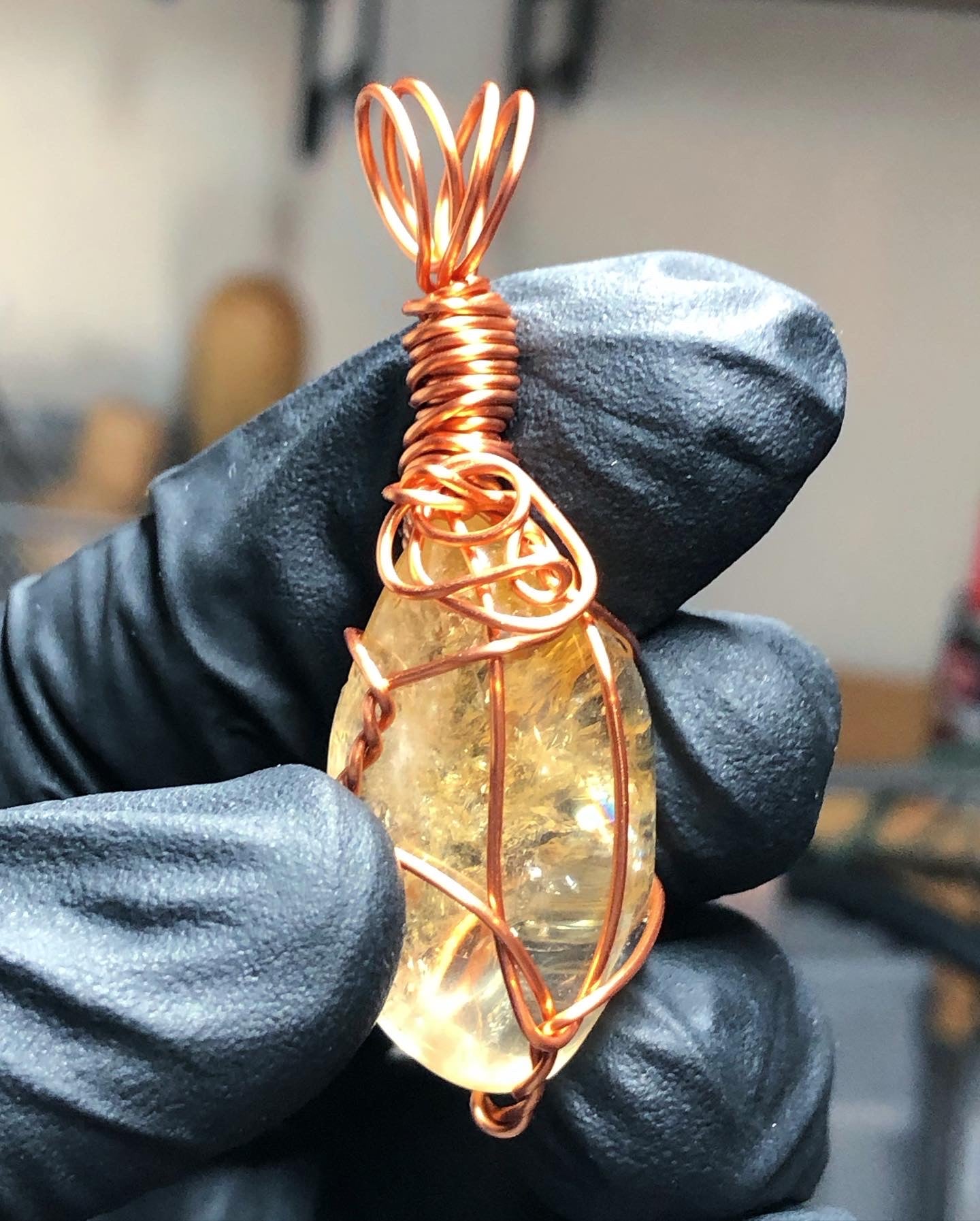 Citrine Tumble Copper Pendant - Mini Range