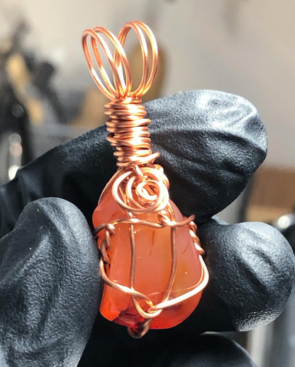 Carnelian Tumble Copper Pendant - Mini Range