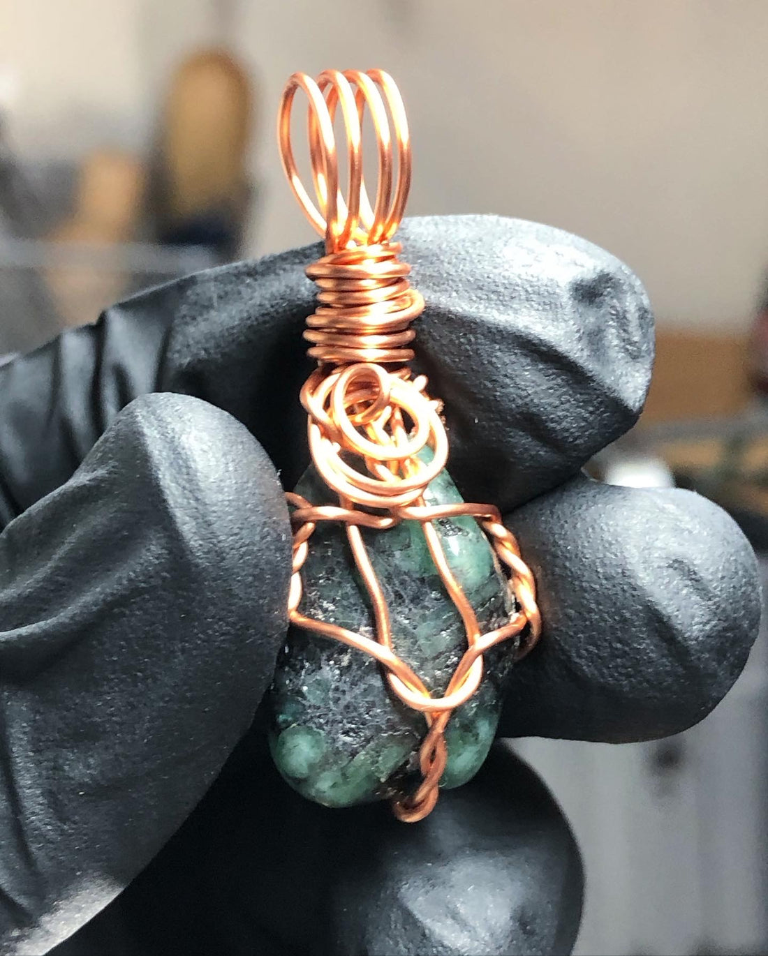 Emerald Tumble Copper Pendant - Mini Range