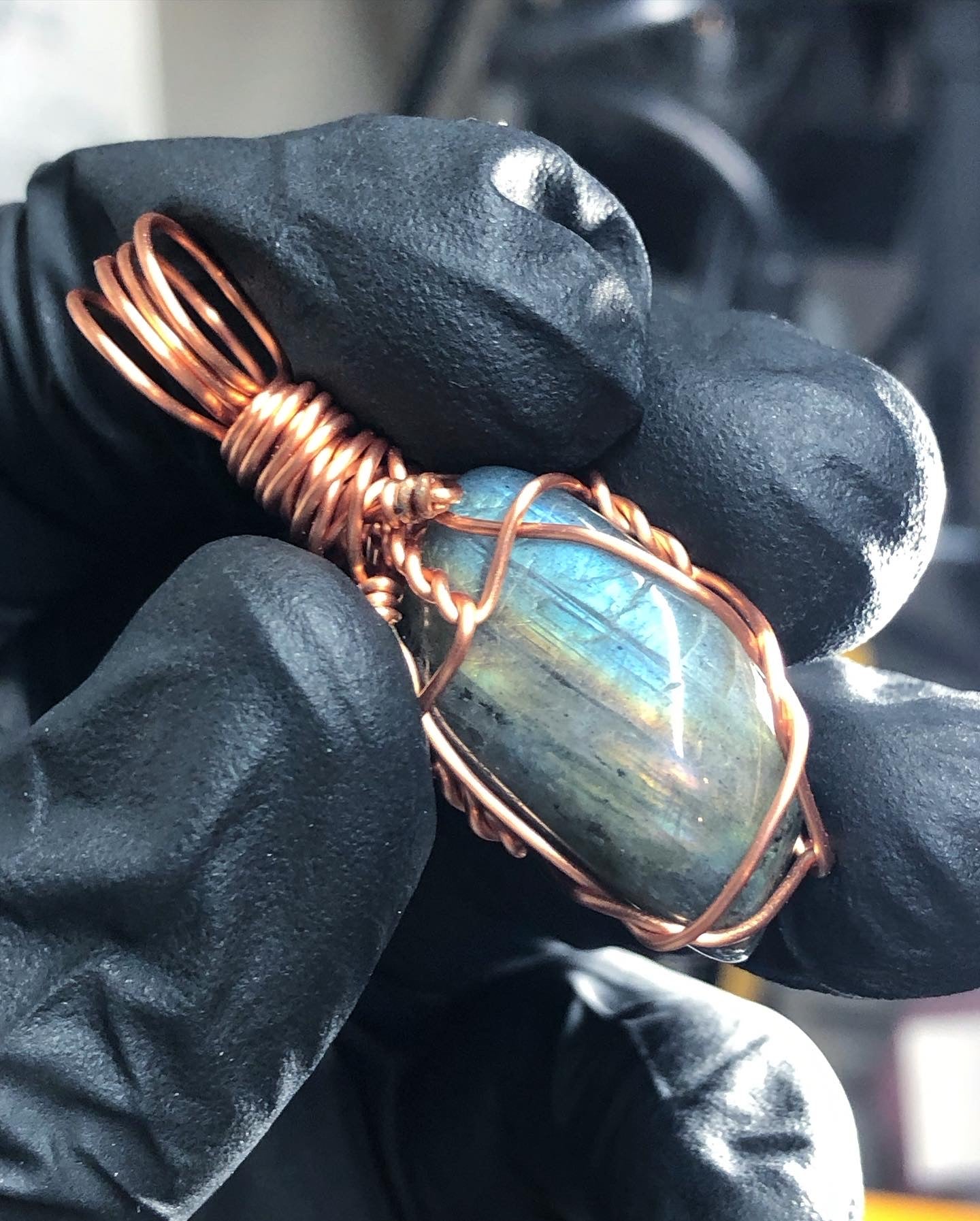 Labradorite Tumble Copper Pendant - Mini Range - Premium