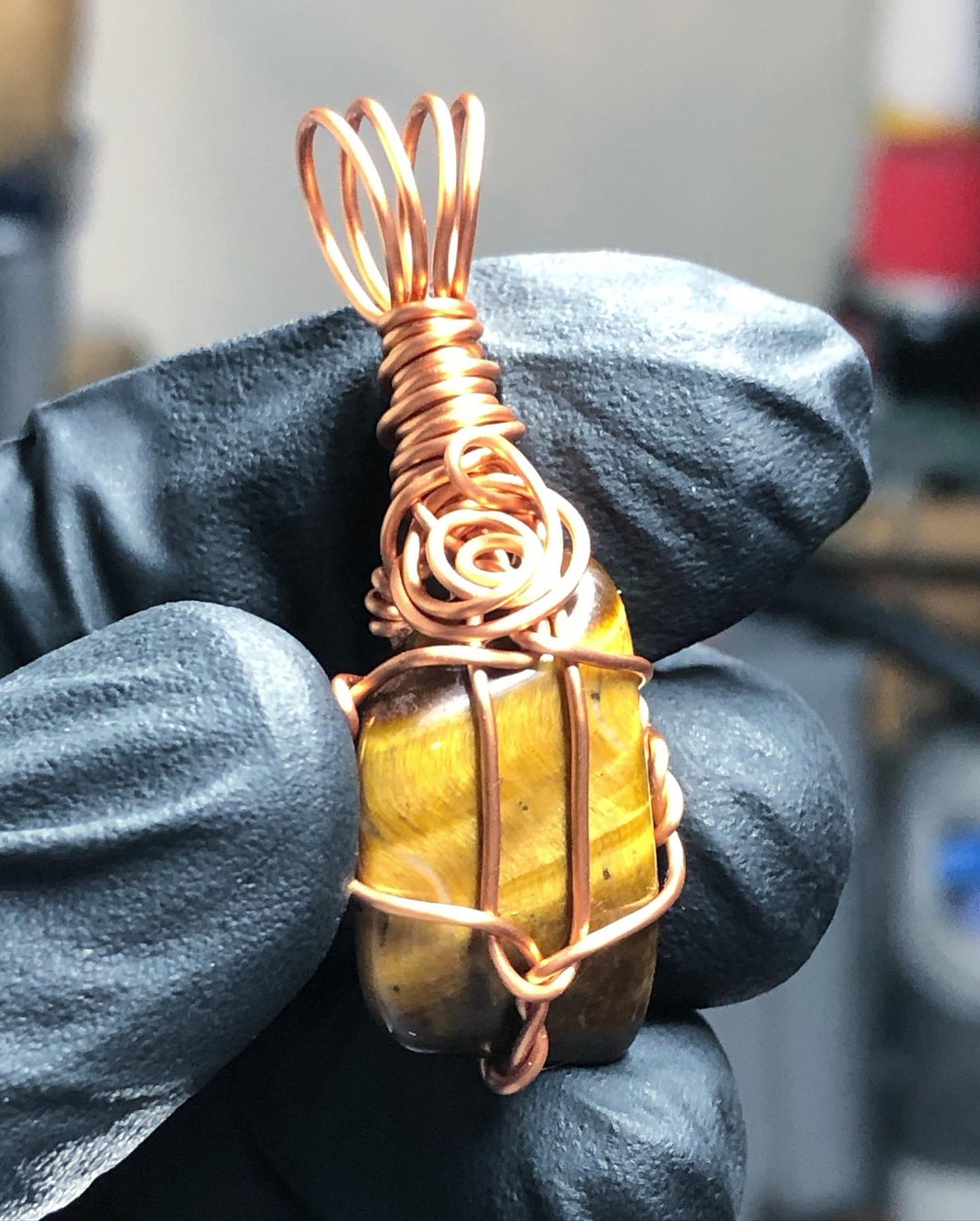 Tigers Eye Tumble Copper Pendant - Mini Range