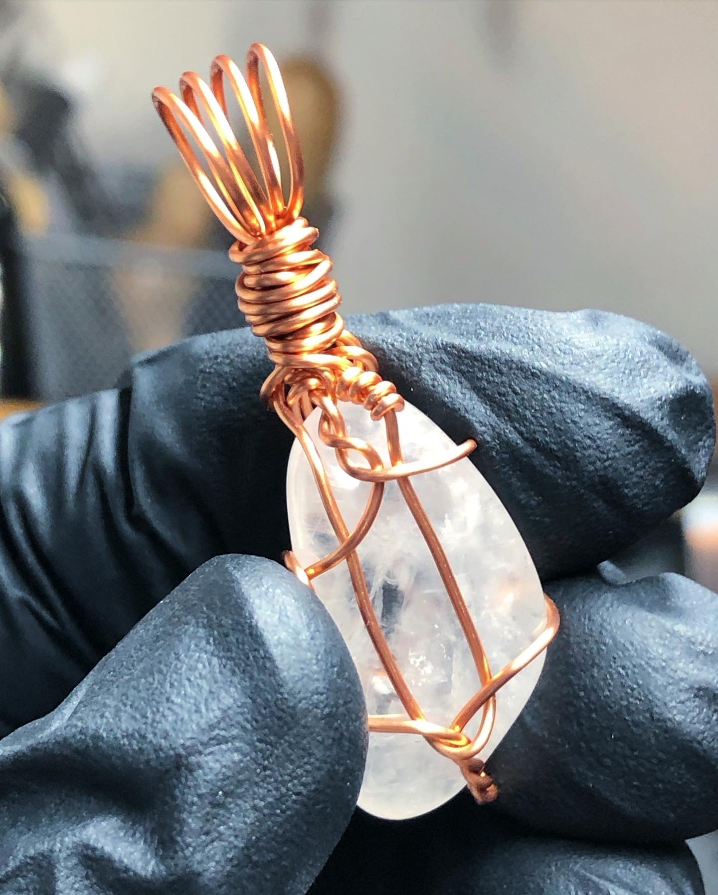 Clear Quartz Tumble Copper Pendant - Mini Range