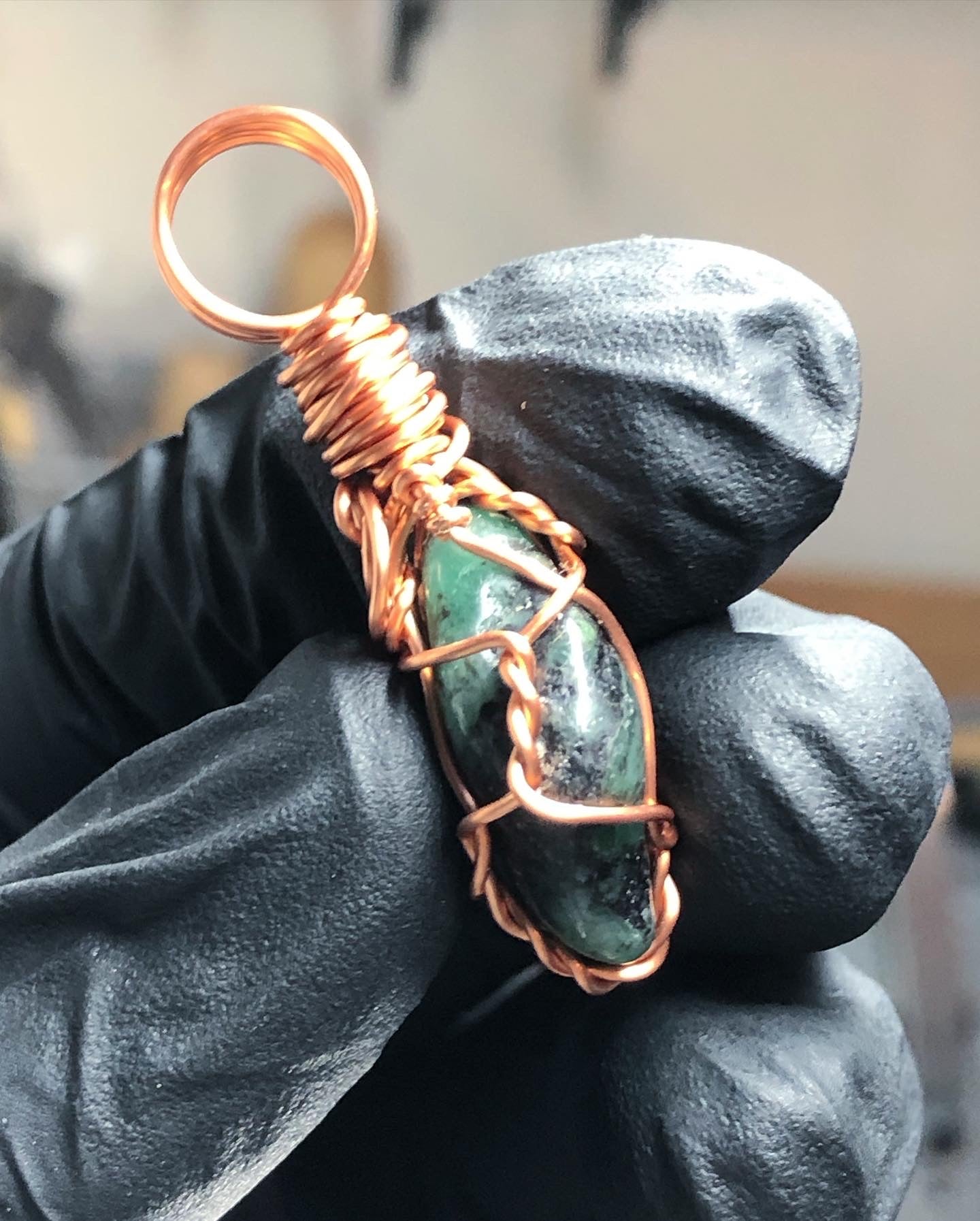 Emerald Tumble Copper Pendant - Mini Range