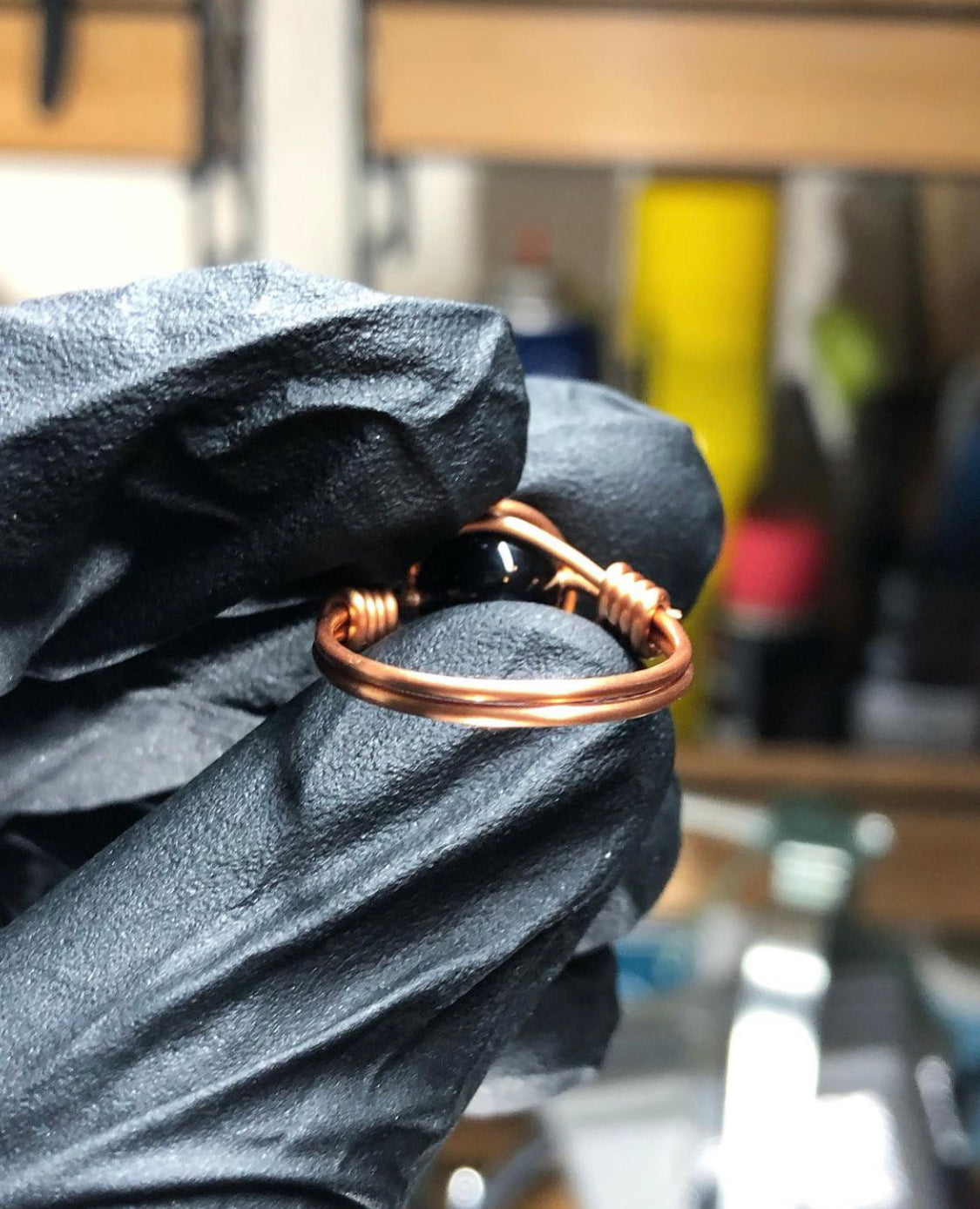 Black Onyx 8mm Ring - Copper Petite Band - Buy One Get One Free