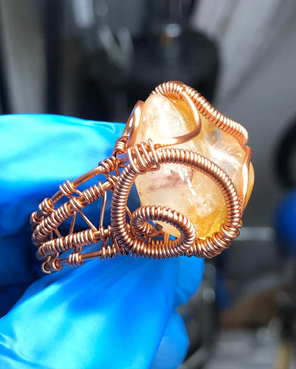 Citrine Copper Ring - Dragon Style