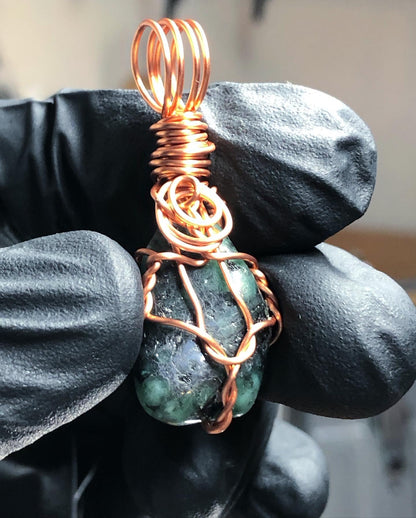 Emerald Tumble Copper Pendant - Mini Range