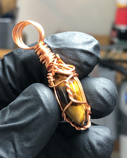 Tigers Eye Tumble Copper Pendant - Mini Range