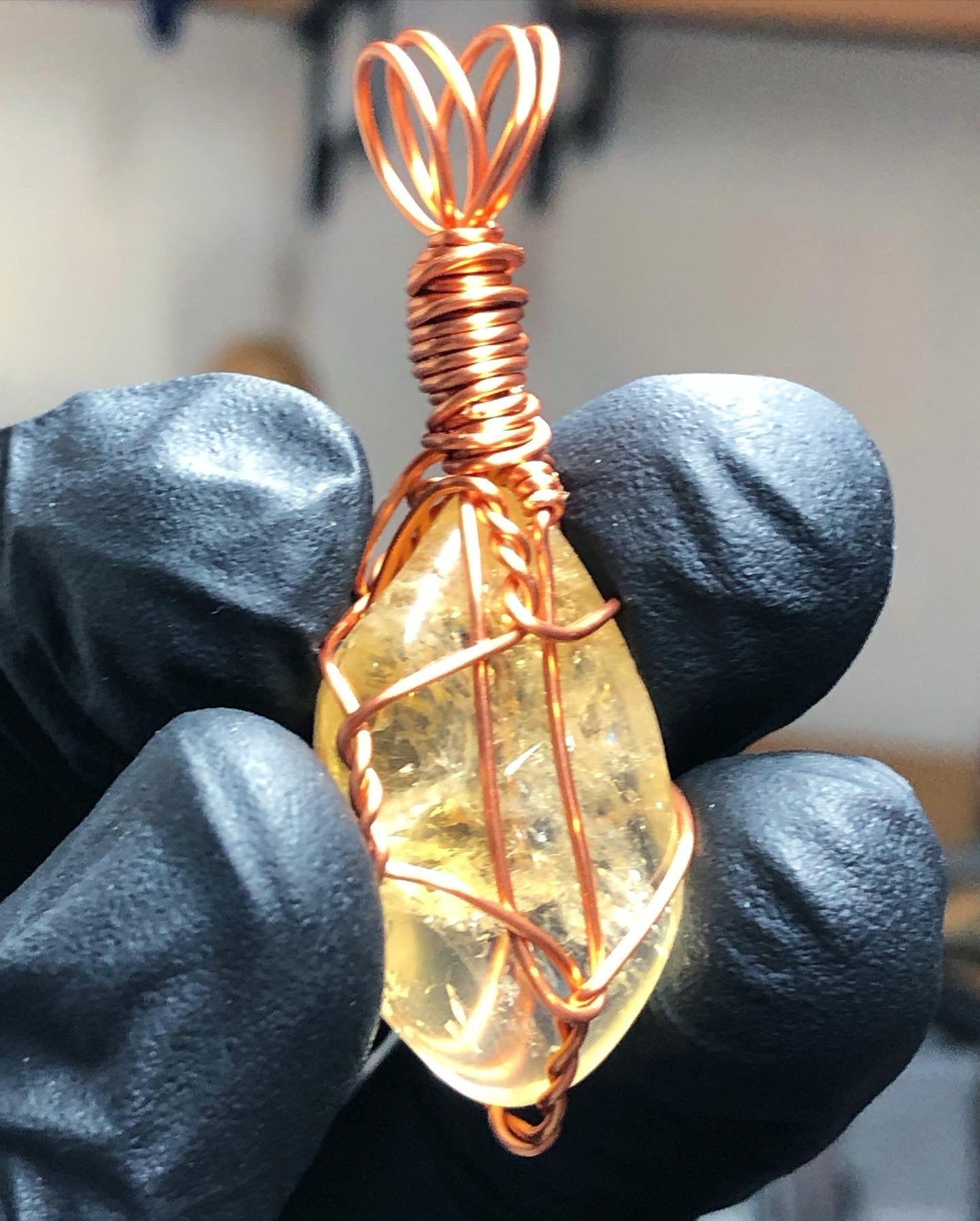 Citrine Tumble Copper Pendant - Mini Range