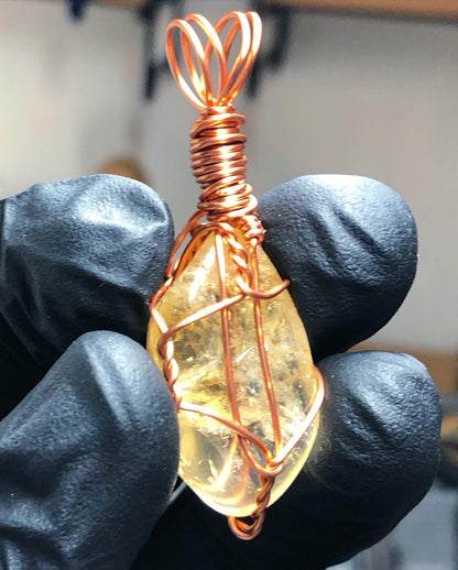 Citrine Tumble Copper Pendant - Mini Range